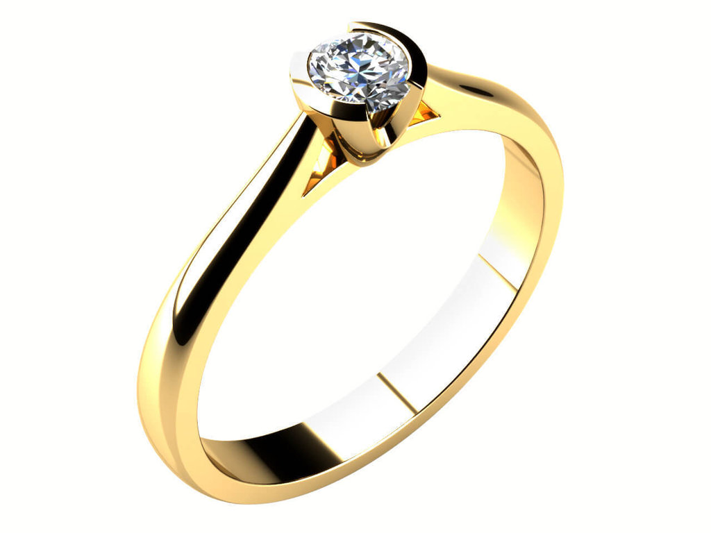 Prsten ze žlutého zlata s briliantem